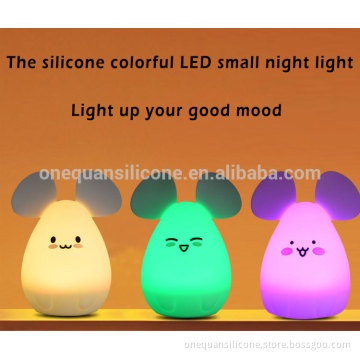Portable Cute mouse Silicone LED Night Light, Touch Sensor Beside LED Table Lamp, Rechargeable Night lamp